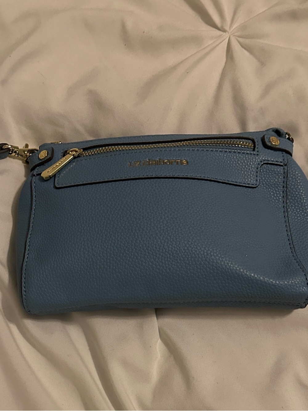 Liz Claiborne Blue Pebbled large wristlet Bag
